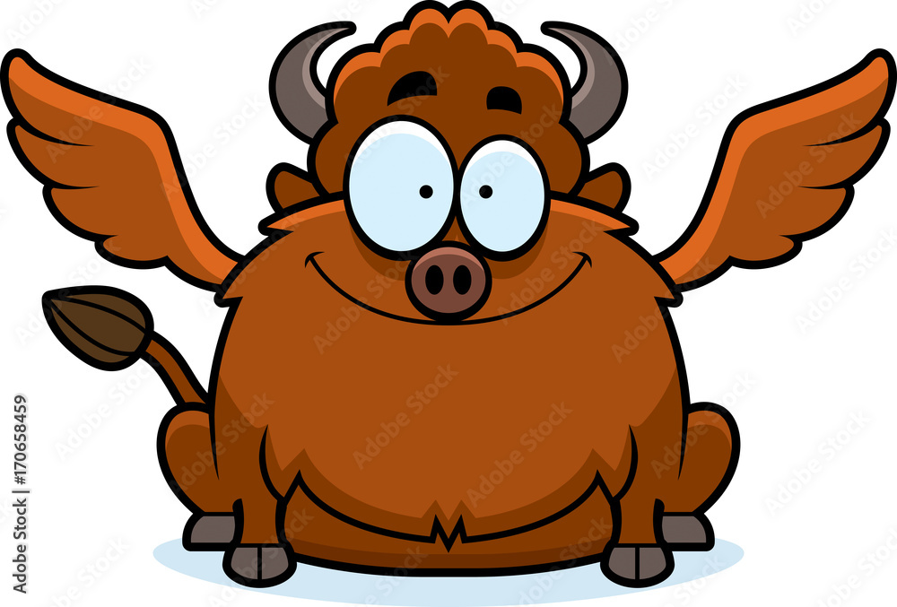 Fototapeta premium Smiling Cartoon Buffalo Wings