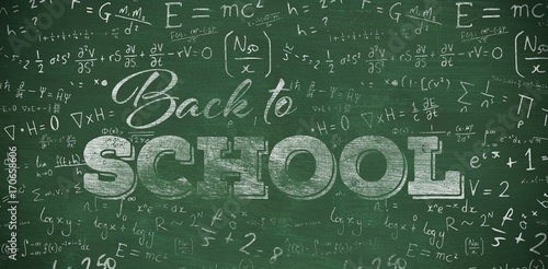 Composite image of back to school text over white background