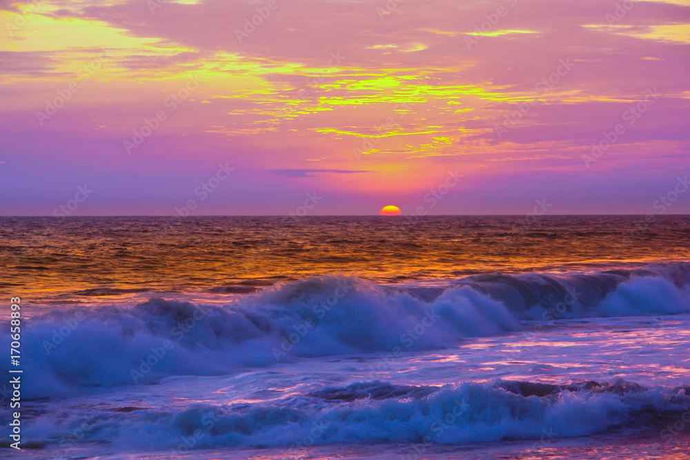 Pink sunset over the ocean