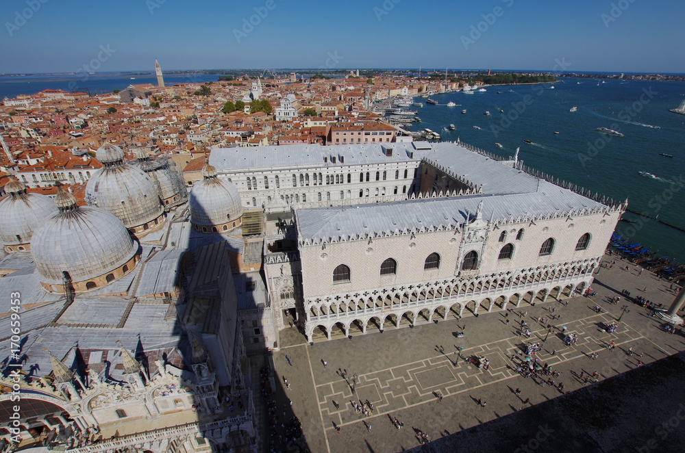 Aerial view of St.Mark's square in Venice
