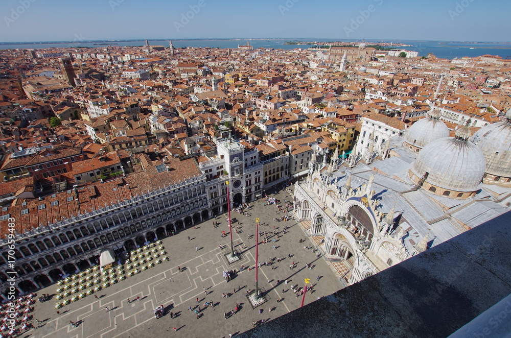 Aerial view of St.Mark's square in Venice