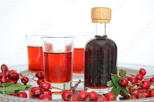 Homemade hawthorn berry liquor 