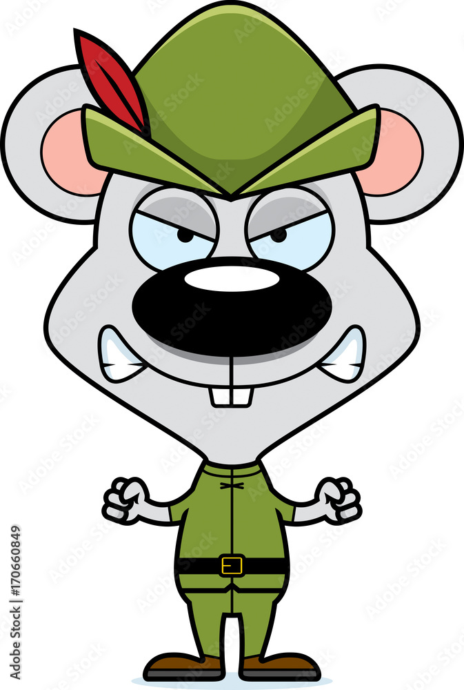 Cartoon Angry Robin Hood Mouse