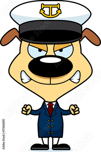 Cartoon Angry Boat Captain Puppy