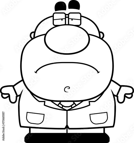 Tired Cartoon Scientist