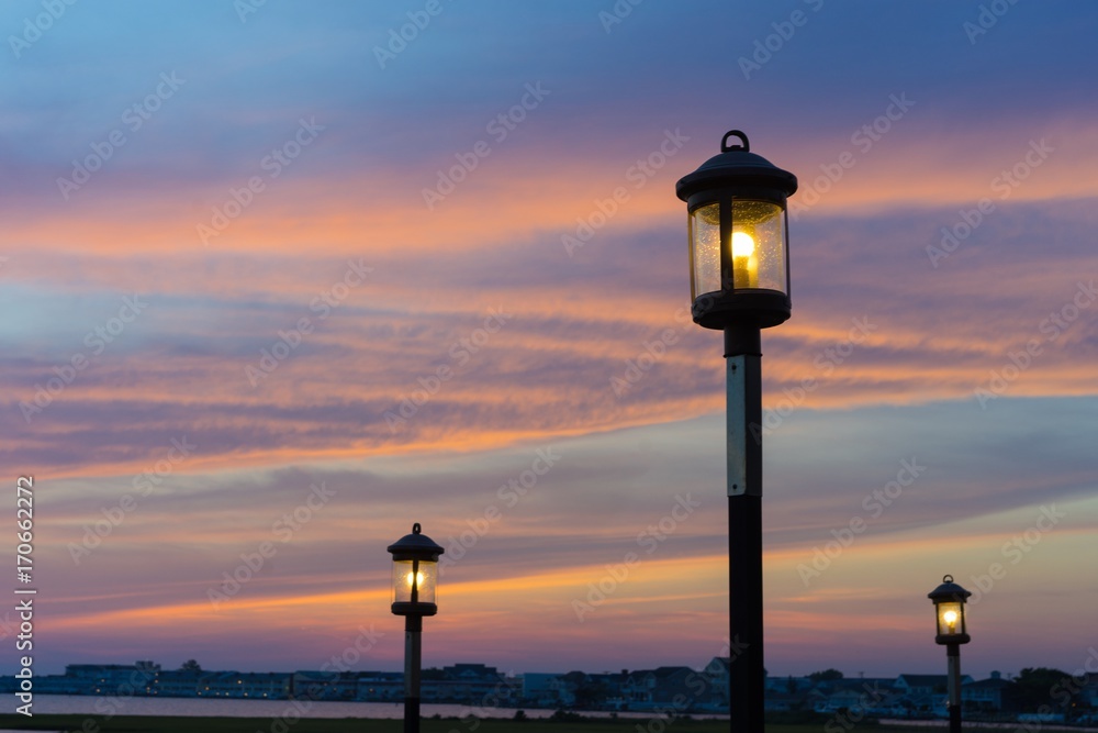 Lampposts at Sunset