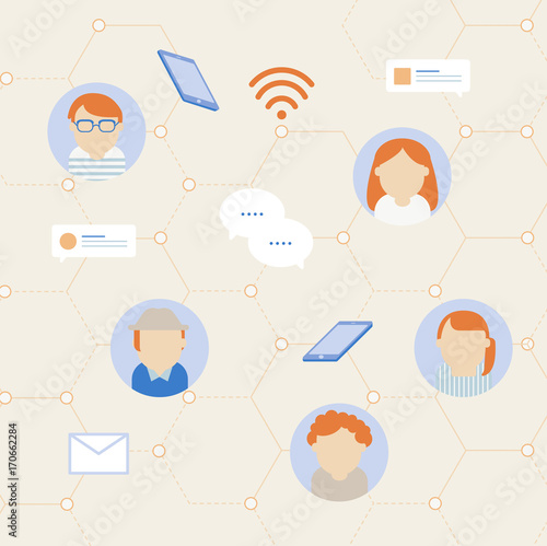Vector of social network communication icons