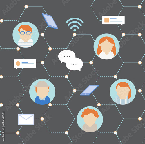 Vector of social network communication icons
