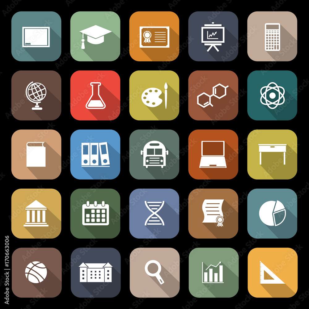 Education flat icon with long shadow Education flat icon with long shadow