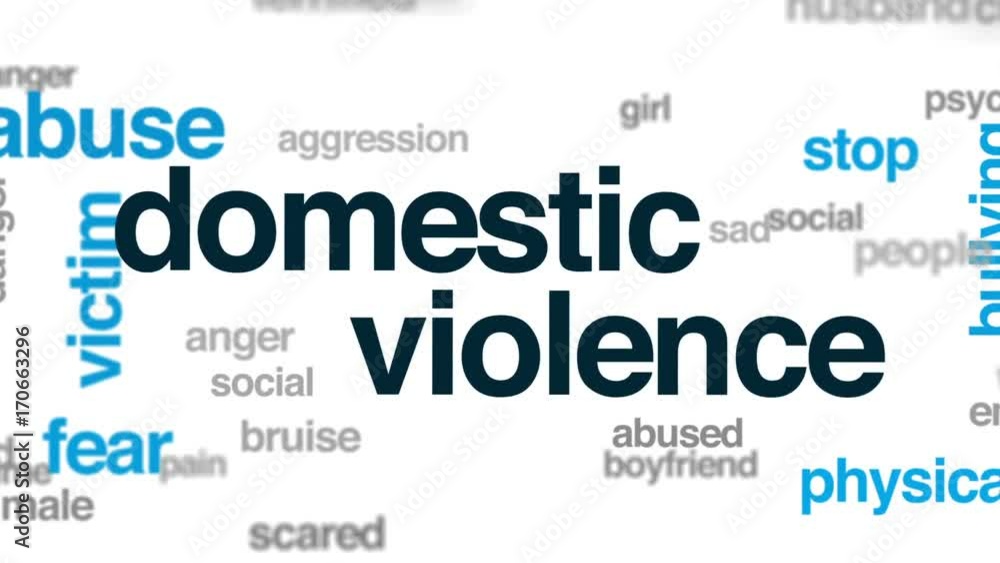 Domestic violence animated word cloud, text design animation. Domestic violence animated word cloud, text design animation.