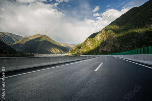 Expressway and rainbow in Tibet