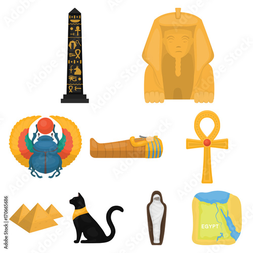 Ancient Egypt set icons in cartoon style. Big collection of ancient Egypt vector symbol stock illustration