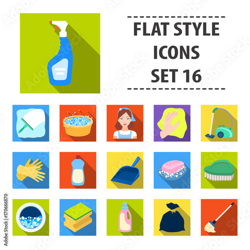 Cleaning set icons in flat style. Big collection of cleaning vector symbol stock illustration