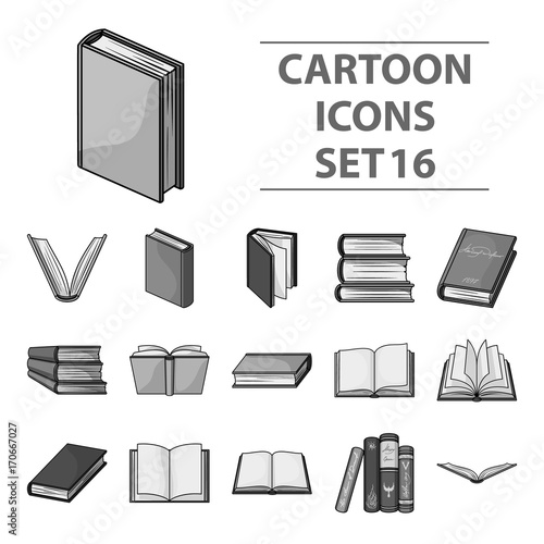 Books set icons in monochrome style. Big collection of books vector symbol stock illustration
