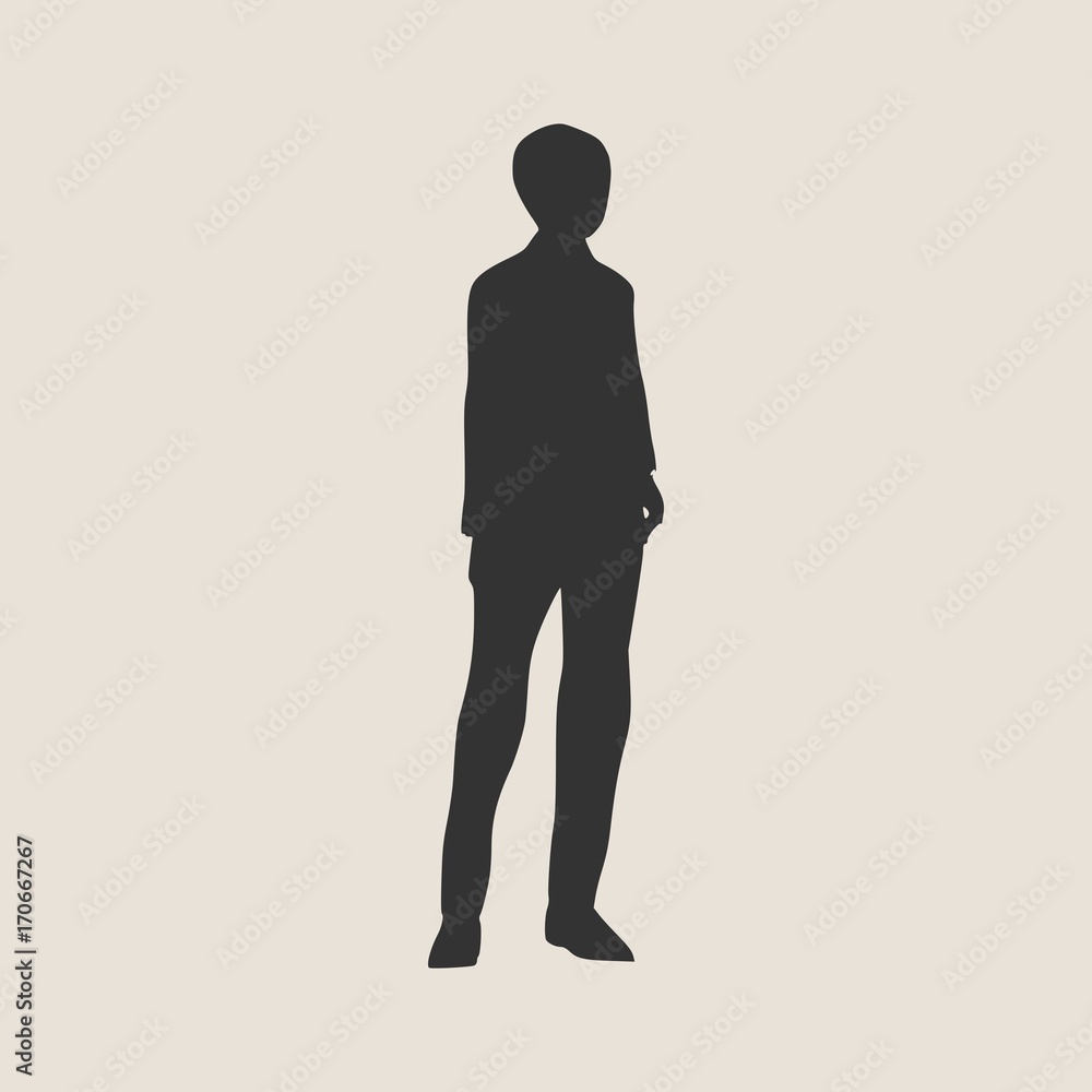 Obraz premium Business Woman Black Silhouette Standing Full Length Over White Background Vector Illustration. Front View