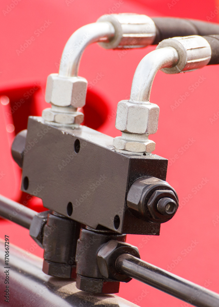 Detail of pneumatic or hydraulic machinery, technology and engineering concept Detail of pneumatic or hydraulic machinery, technology and engineering concept