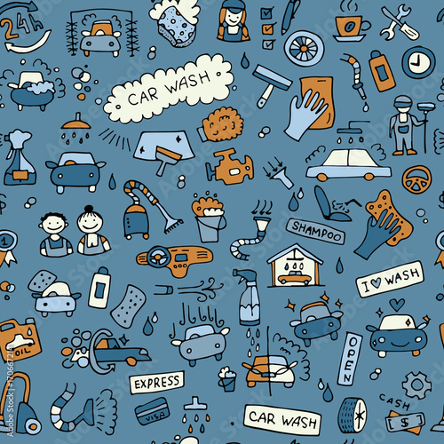 Car washing, seamless pattern for your design