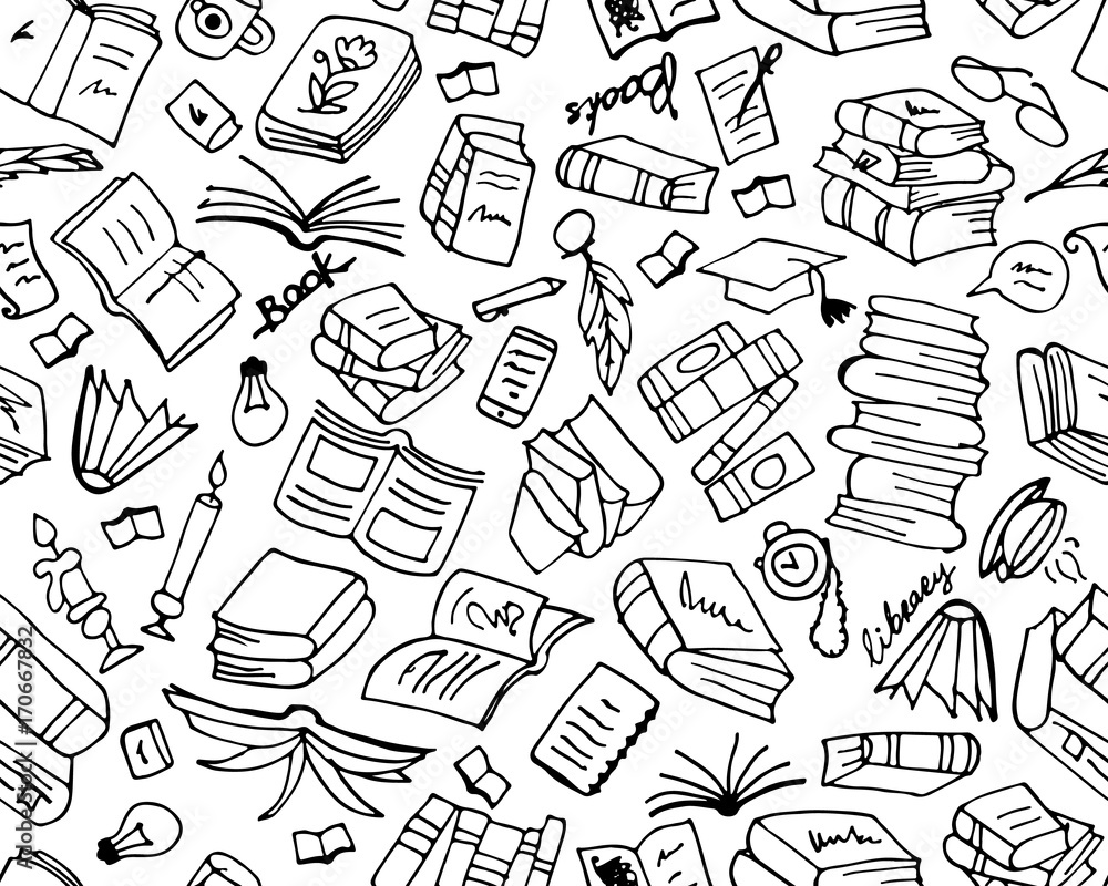 Books collection, seamless pattern for your design Books collection, seamless pattern for your design