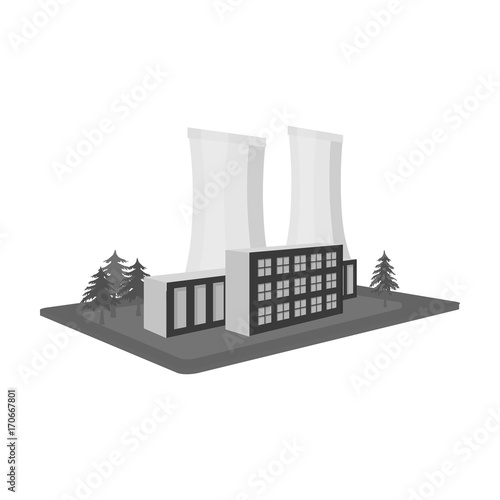 Metallurgical plant. Factory and industry single icon in monochrome style isometric vector symbol stock illustration web.