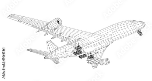 Airplane in wire-frame style