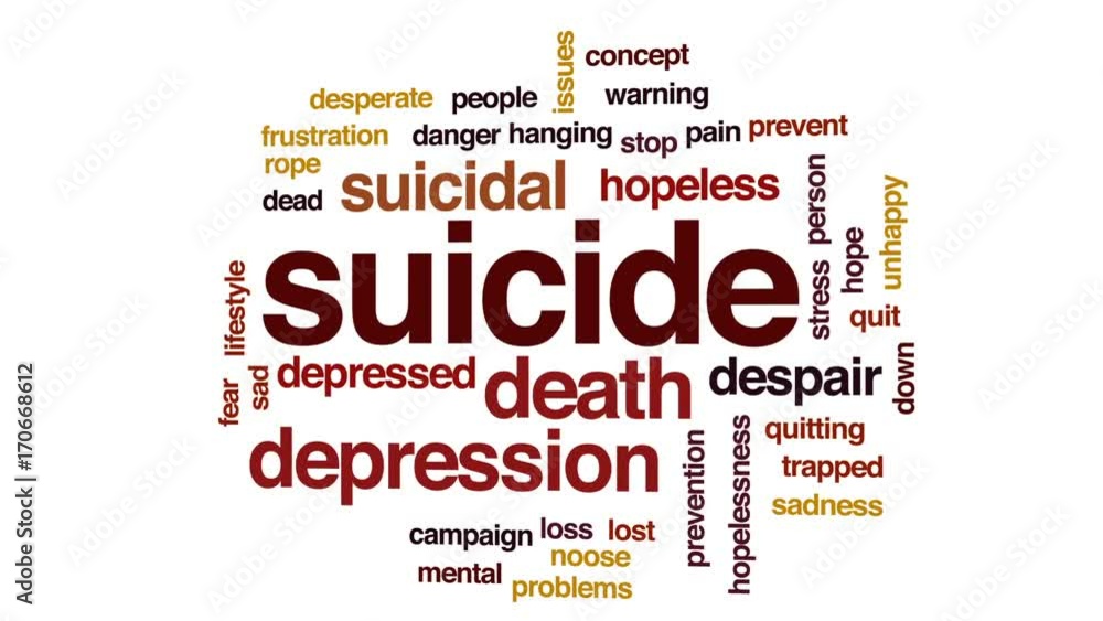 Suicide animated word cloud, text design animation. Suicide animated word cloud, text design animation.