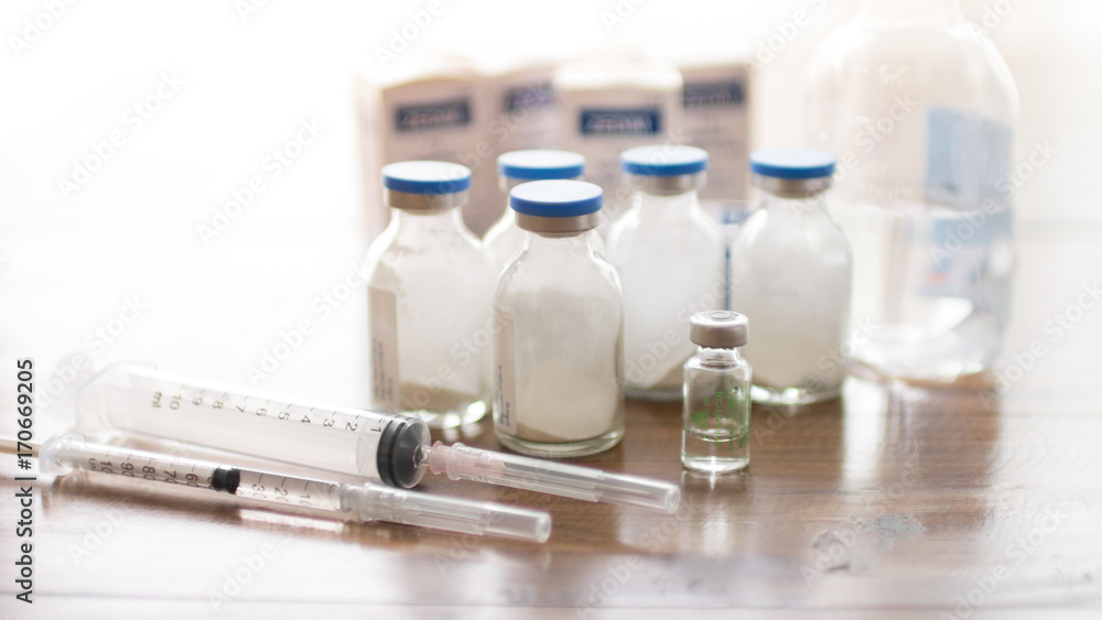 Injection needle Syringe and Vials with Medicine Injection needle Syringe and Vials with Medicine