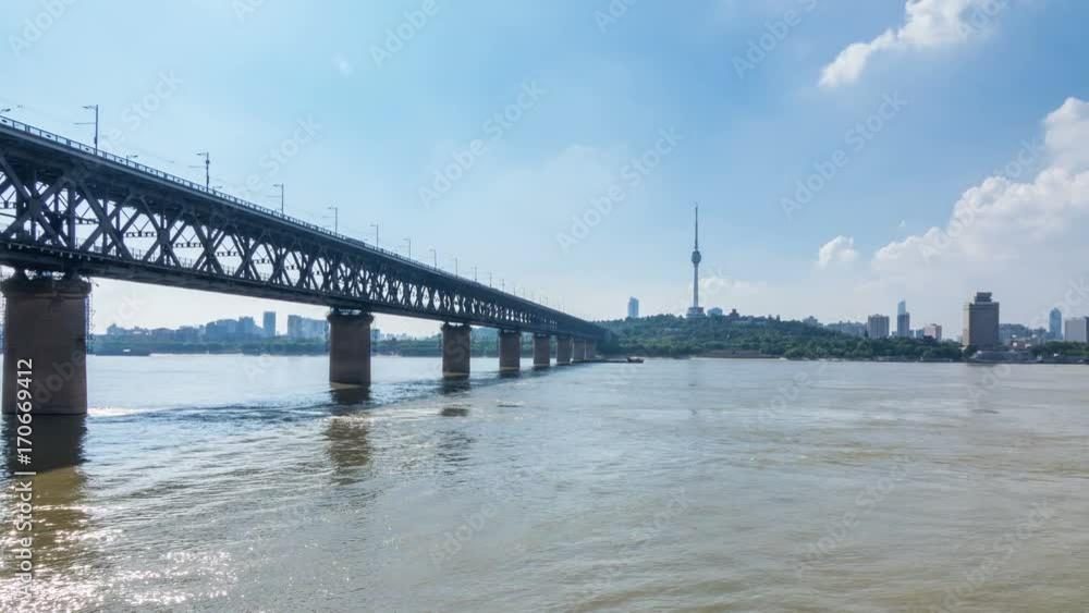 Time lapse of the WuHan Yangtze River Bridge Time lapse of the WuHan Yangtze River Bridge