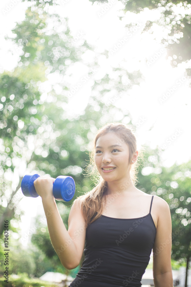 Young asian lady exercise outdoor Young asian lady exercise outdoor