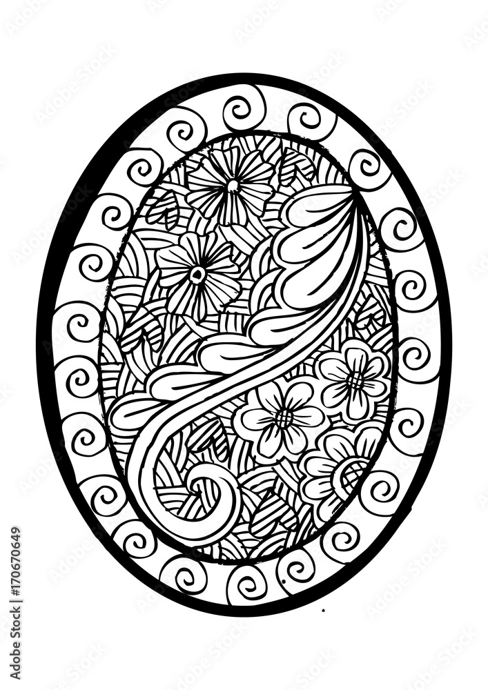 Floral ornamental on oval frame. Floral ornamental on oval frame.