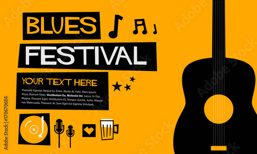 Blues Festival (Flat Style Vector Illustration Quote Poster Design)