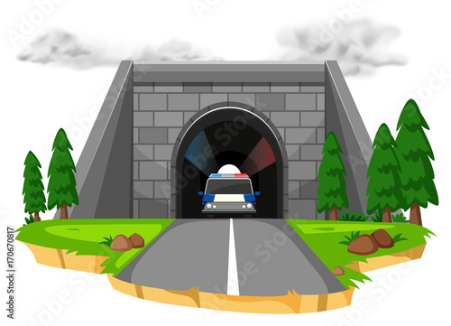Police car in the tunnel