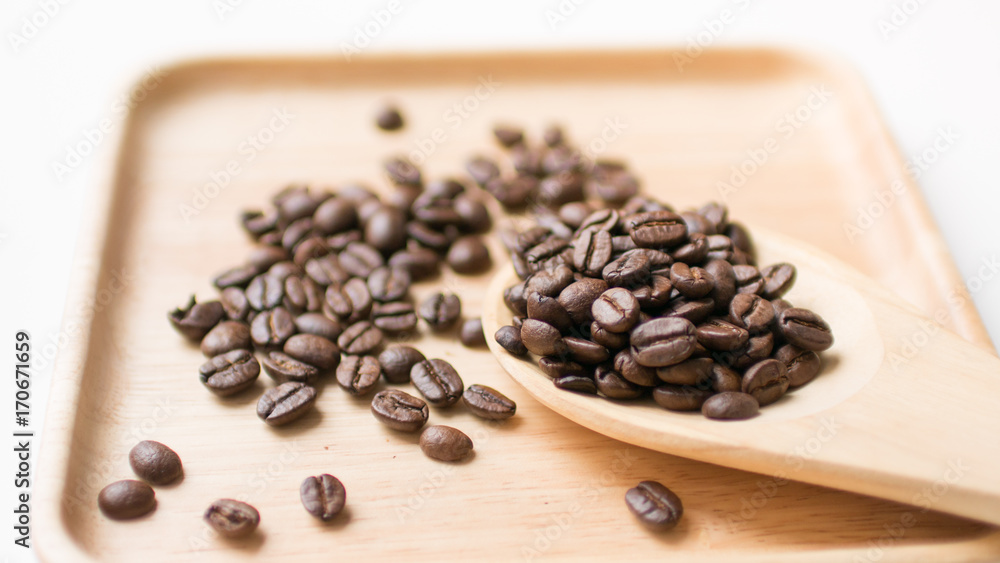 Fototapeta premium Coffee bean seed raw material for coffee drink