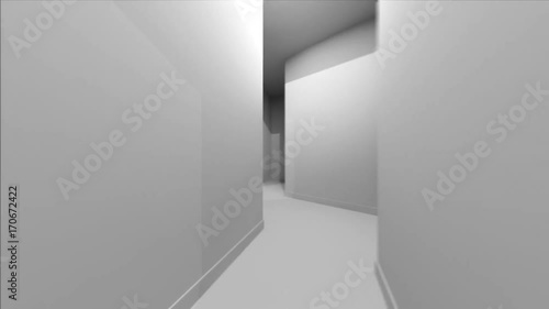 First person View of a Trip Through a White Walled Maze