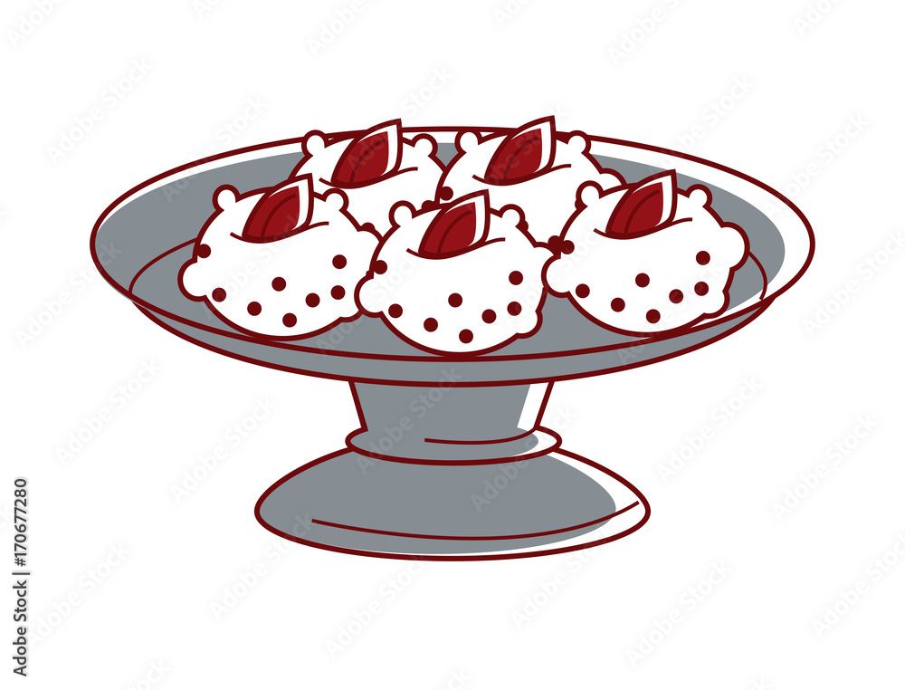 Sandesh with marmalade on metal plate isolated illustration Sandesh with marmalade on metal plate isolated illustration