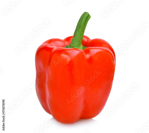 Canvas Print whole of sweet red bell pepper or capsicum isolated on white background