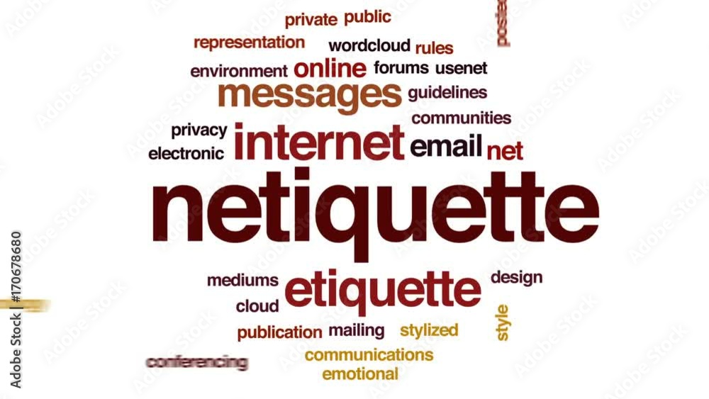 Netiquette animated word cloud, text design animation. Netiquette animated word cloud, text design animation.