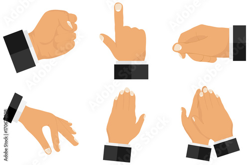 Various gestures with hands