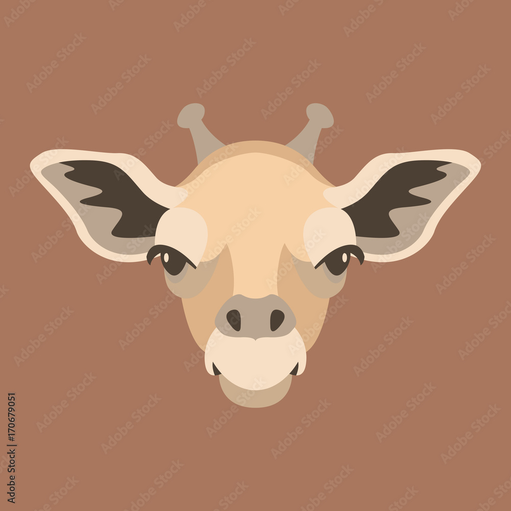 giraffe face    head vector illustration style flat 