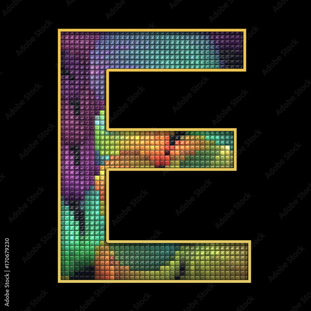 3D render of puff pixels alphabet letter 3D render of puff pixels alphabet letter