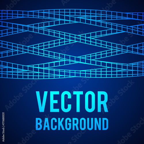 Low poly truss structure wireframe mesh background. Scinece and tech vector illustration.
