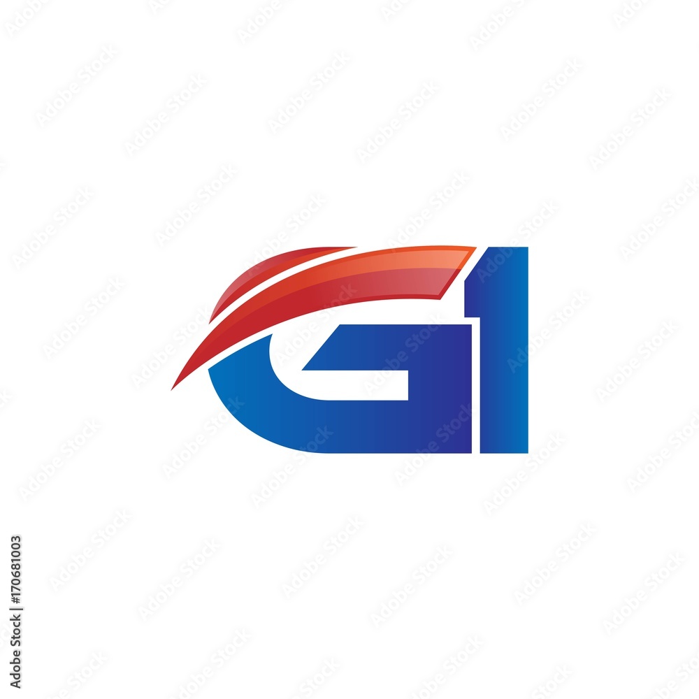 modern vector initial letters logo swoosh gi red blue modern vector initial letters logo swoosh gi red blue