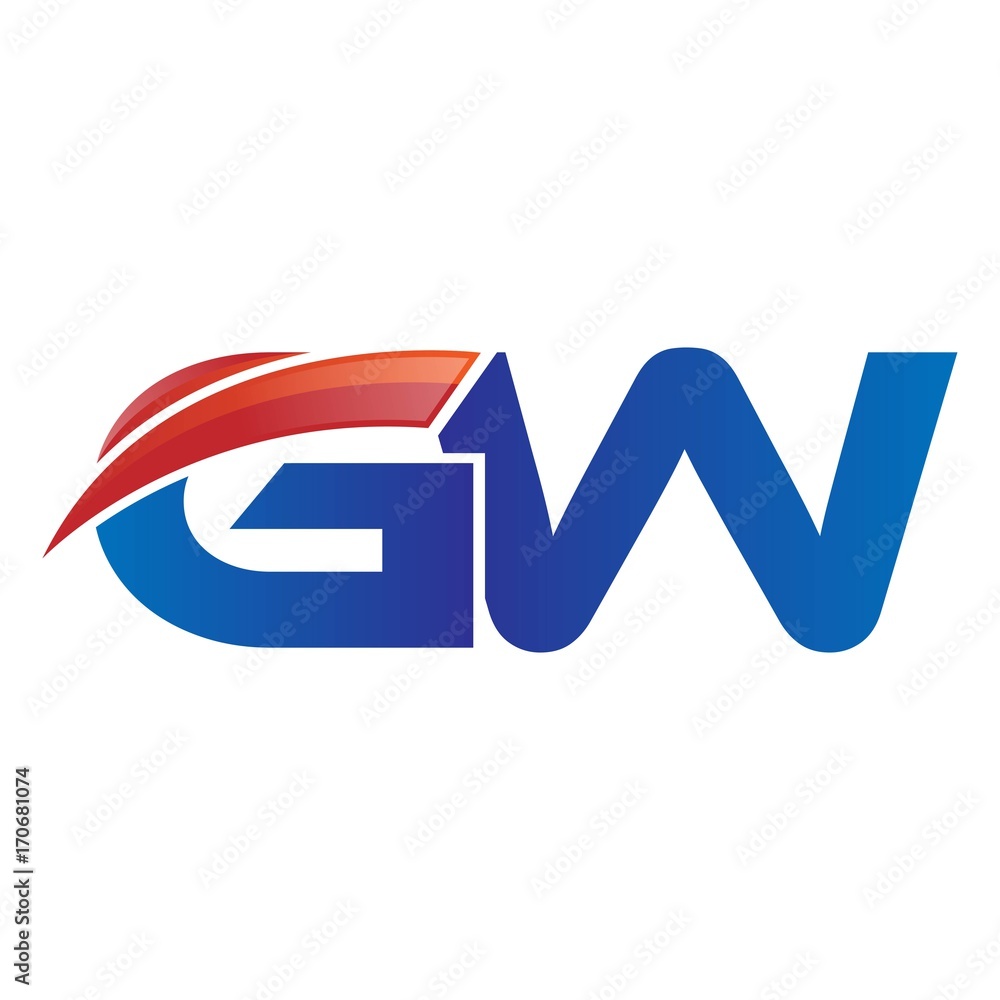 modern vector initial letters logo swoosh gw red blue modern vector initial letters logo swoosh gw red blue