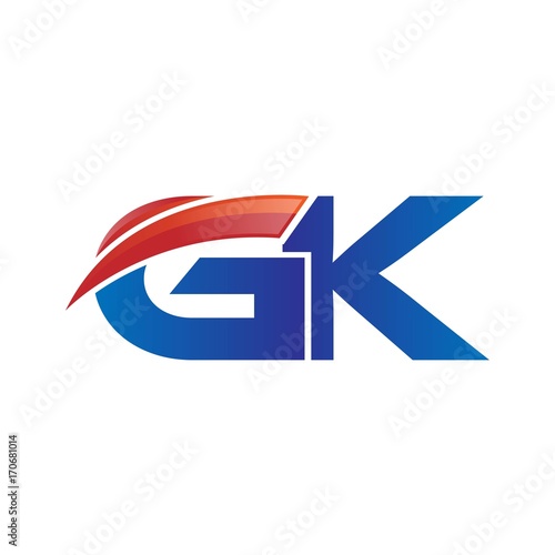 modern vector initial letters logo swoosh gk red blue