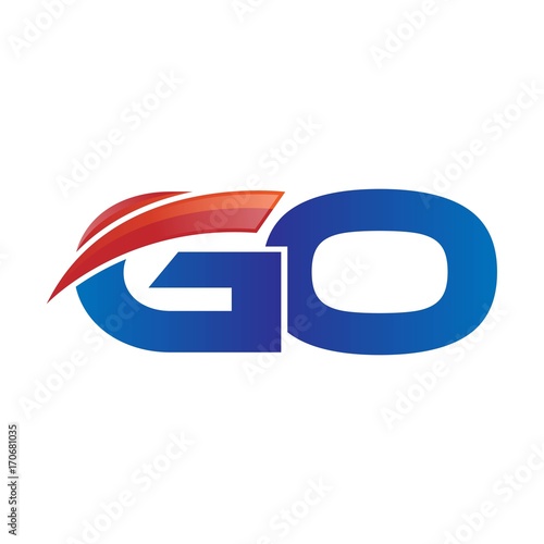 modern vector initial letters logo swoosh go red blue