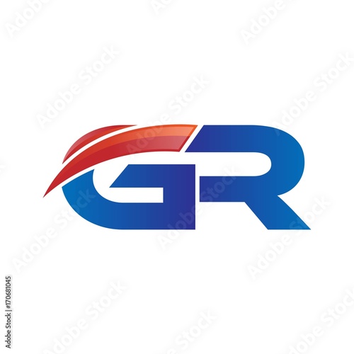 modern vector initial letters logo swoosh gr red blue
