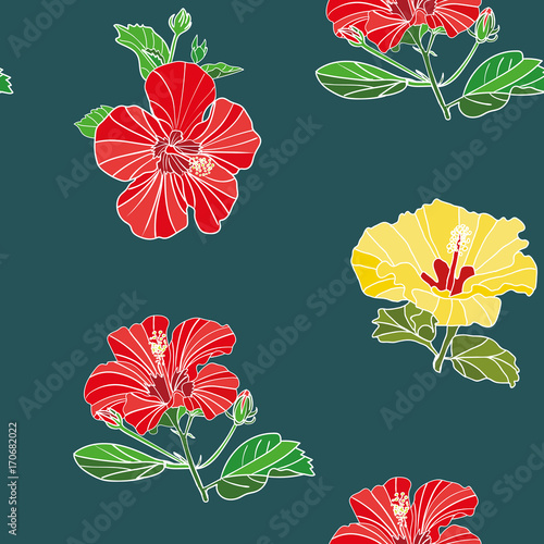 vector seamless floral pattern of painted flowers  fabric  paper