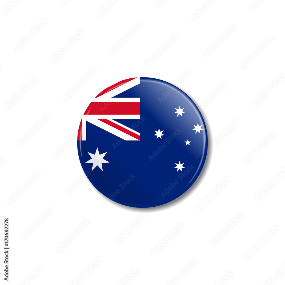 Badge with Australian flag. Vector illustration. Badge with Australian flag. Vector illustration.