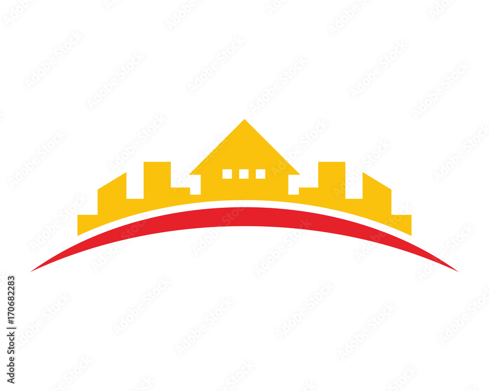 yellow silhouette home house residence architecture building icon image vector
