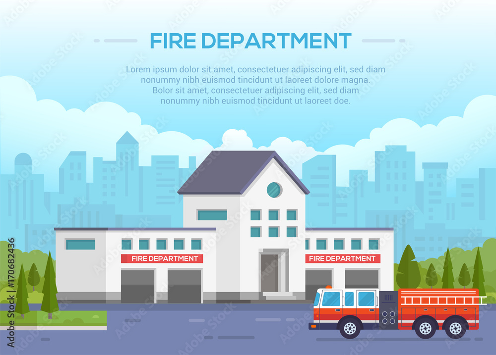 Fire department - modern vector illustration with place for text