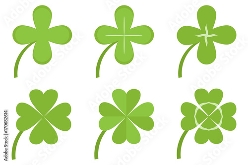 Four-leaf clover, a set of clovers, a symbol of luck